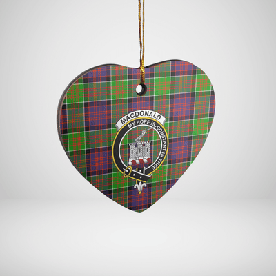 Clan MacDonald of Clanranald Tartan Crest Heart Ceramic Ornament