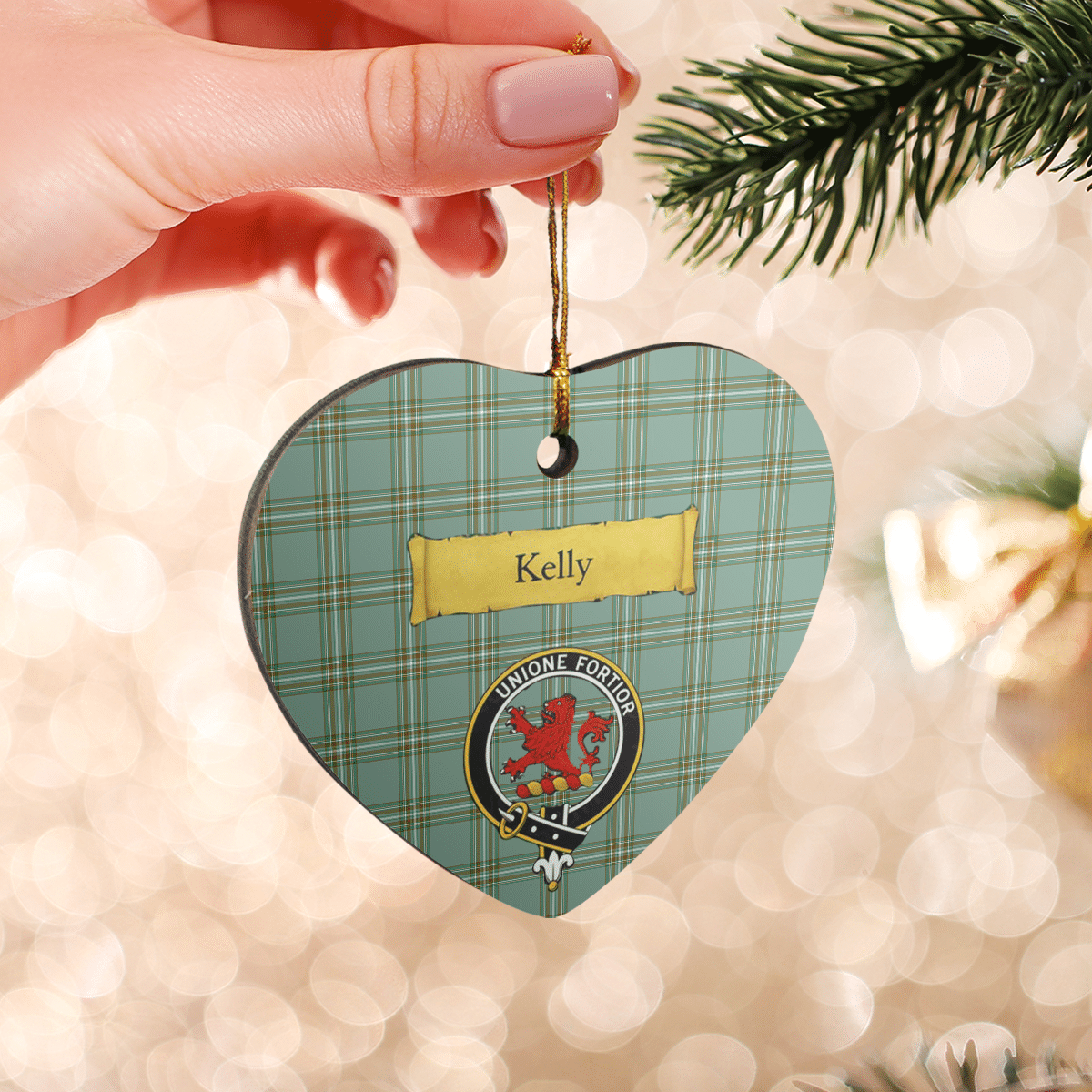 Clan Kelly Dress Tartan Crest Heart Ceramic Ornament IX37 Kelly Dress Tartan Tartan Christmas   