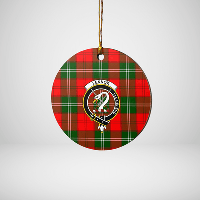 Clan Lennox Modern Tartan Crest Round Ceramic Ornament