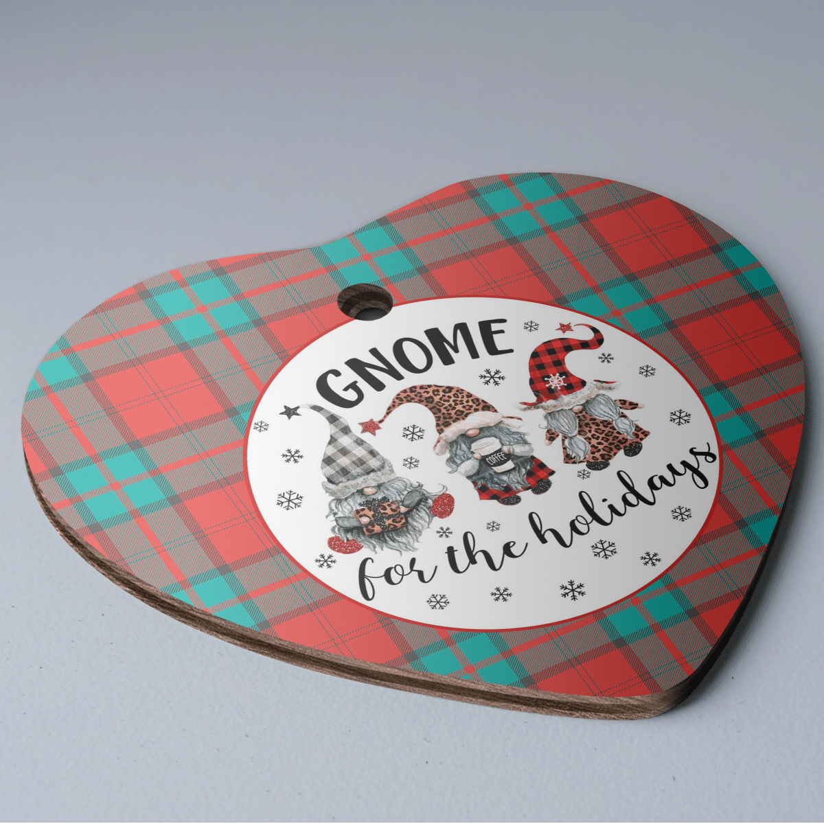 Clan Dunbar Ancient Tartan Tartan Crest Gnome Heart Ceramic Ornament PS52 Dunbar Ancient Tartan Tartan Christmas   