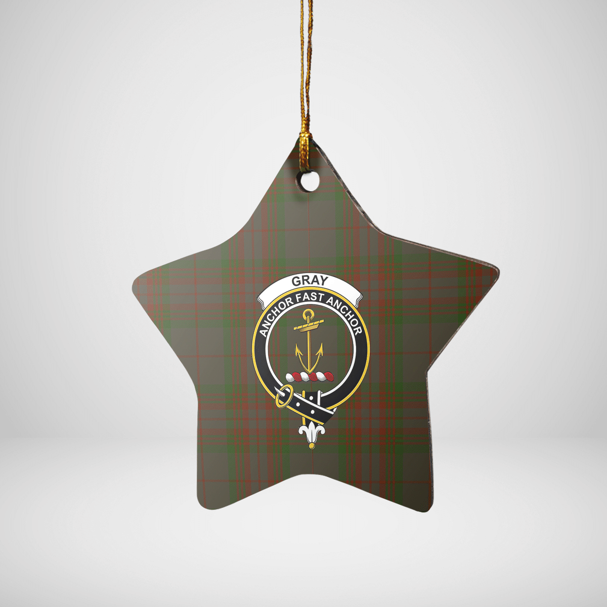 Clan Gray Tartan Crest Star Ceramic Ornament NH39 Gray Tartan Tartan Christmas   