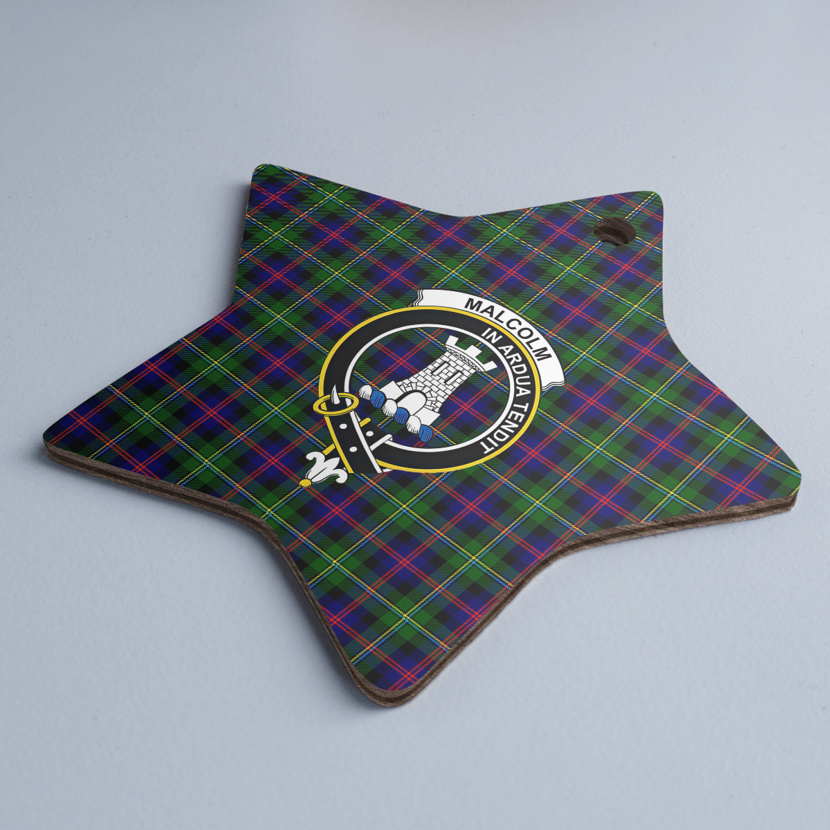 Clan Malcolm Modern Tartan Crest Star Ceramic Ornament YA73 Malcolm Modern Tartan Tartan Christmas   