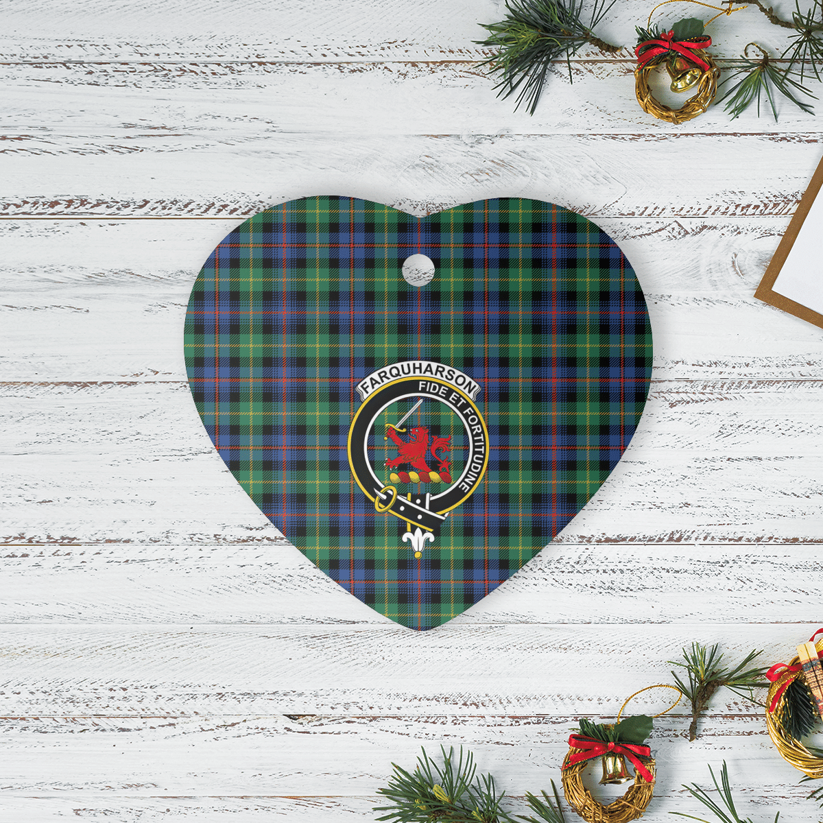 Clan Farquharson Ancient Tartan Crest Heart Ceramic Ornament YE95 Farquharson Ancient Tartan Tartan Christmas   