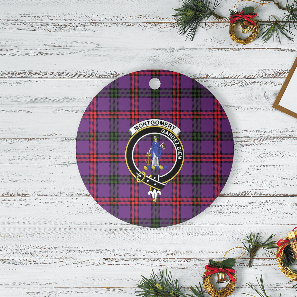 Clan Montgomery Modern Tartan Crest Round Ceramic Ornament DC38 Montgomery Modern Tartan Tartan Christmas   