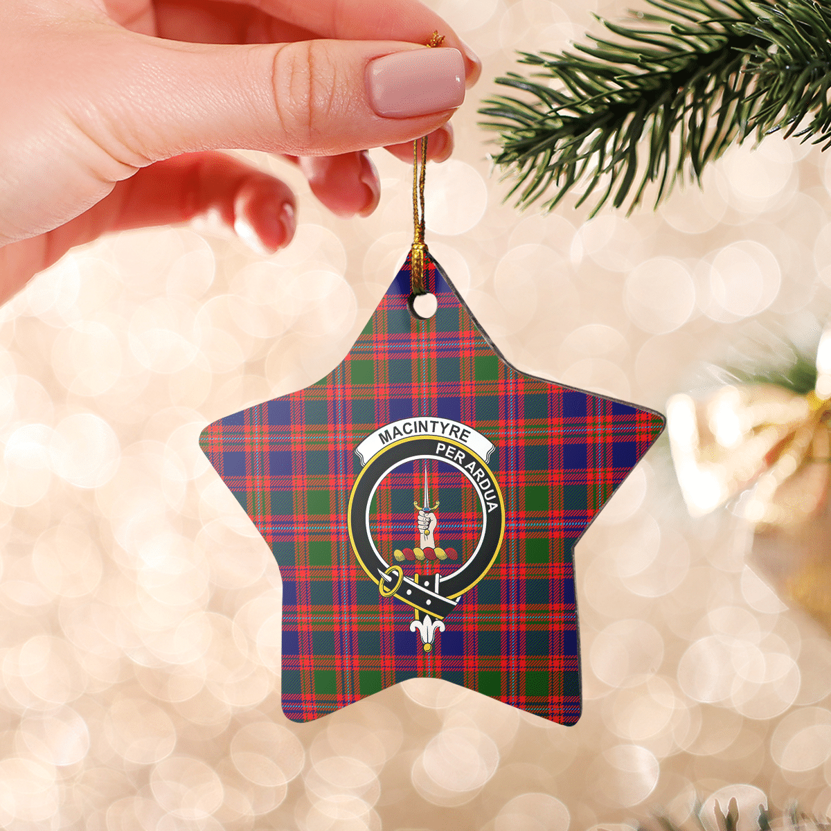 Clan MacIntyre Modern Tartan Crest Star Ceramic Ornament MI80 MacIntyre Modern Tartan Tartan Christmas   