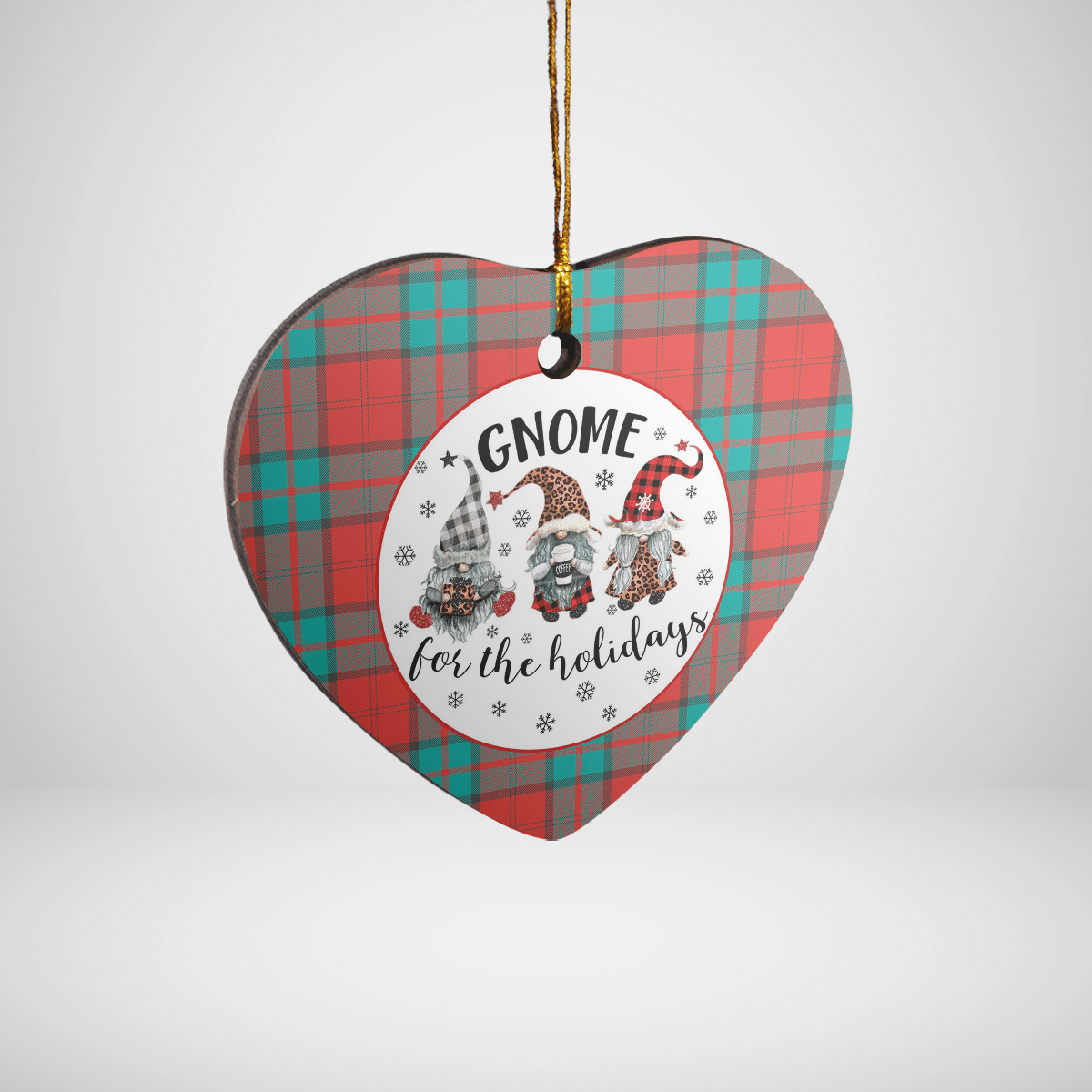 Clan Dunbar Ancient Tartan Tartan Crest Gnome Heart Ceramic Ornament PS52 Dunbar Ancient Tartan Tartan Christmas   