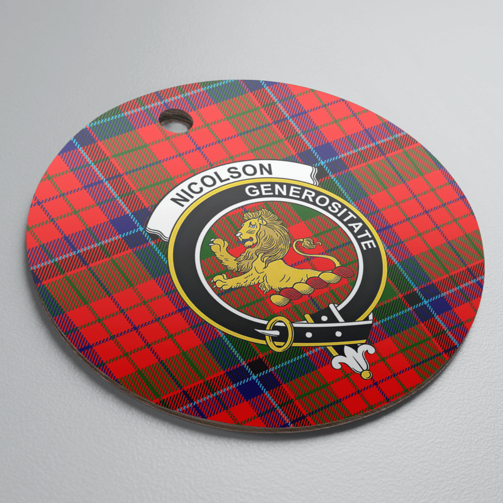 Clan Nicolson Modern Tartan Crest Round Ceramic Ornament YU83 Nicolson Modern Tartan Tartan Christmas   