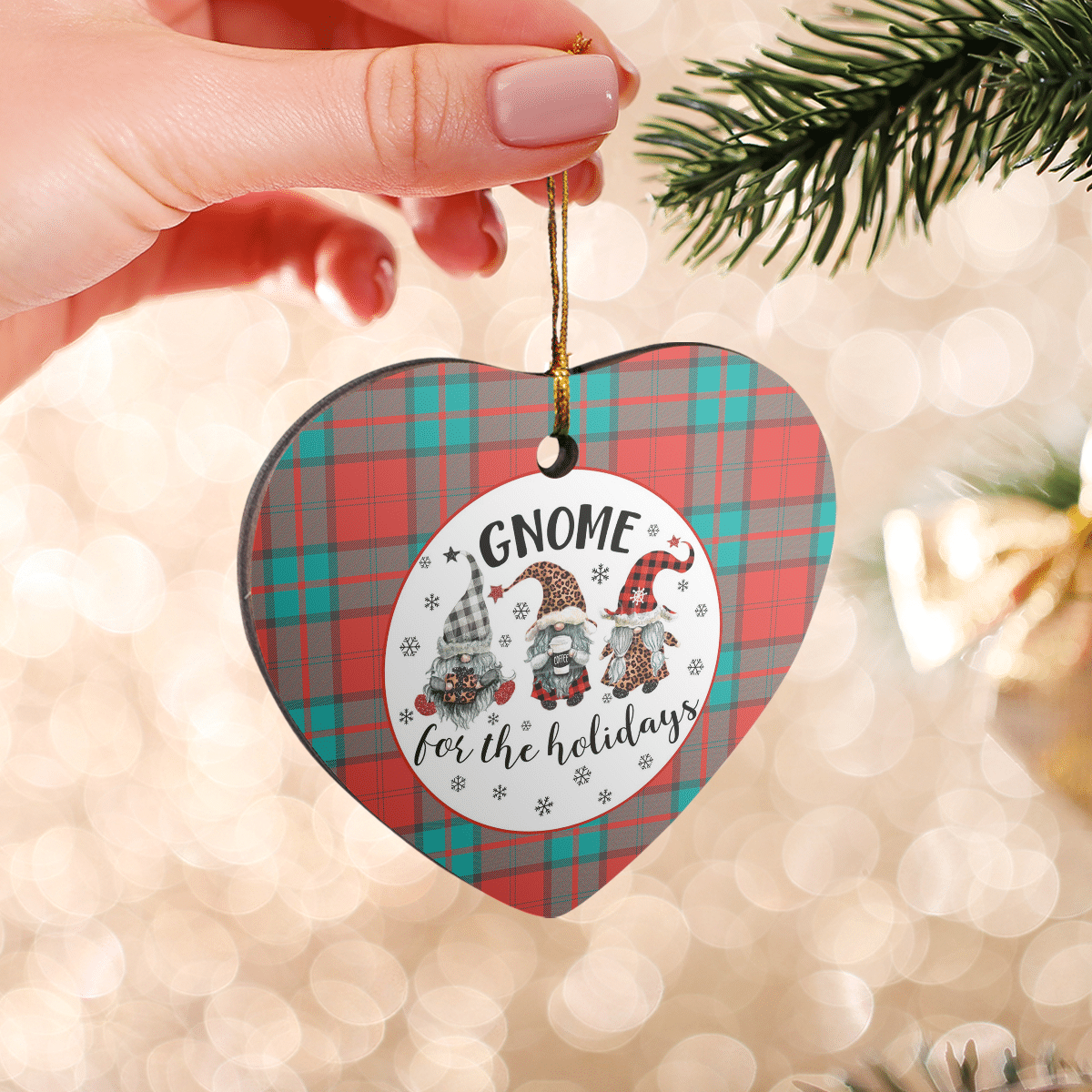 Clan Dunbar Ancient Tartan Tartan Crest Gnome Heart Ceramic Ornament PS52 Dunbar Ancient Tartan Tartan Christmas   