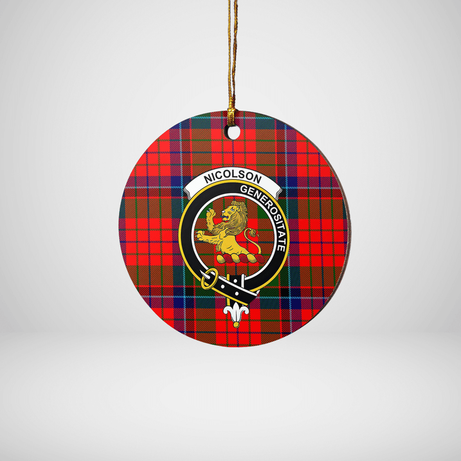 Clan Nicolson Modern Tartan Crest Round Ceramic Ornament YU83 Nicolson Modern Tartan Tartan Christmas   