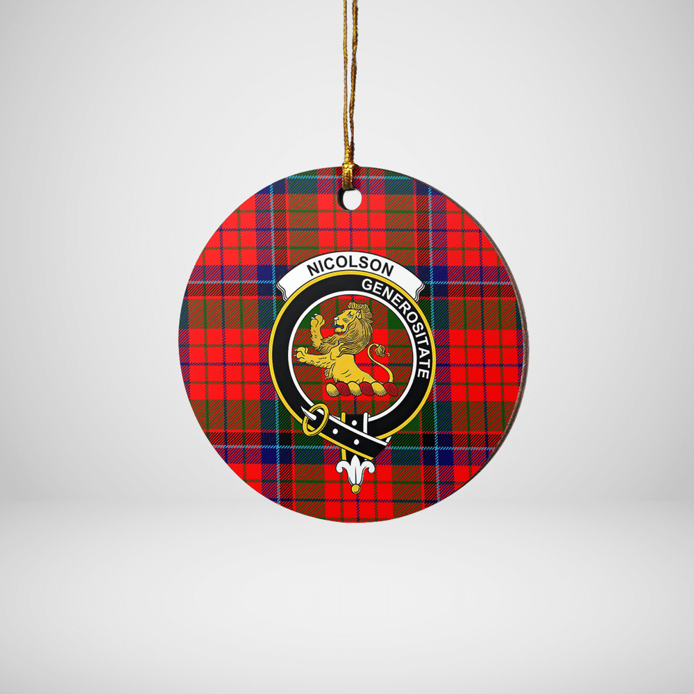 Clan Nicolson Modern Tartan Crest Round Ceramic Ornament YU83 Nicolson Modern Tartan Tartan Christmas   