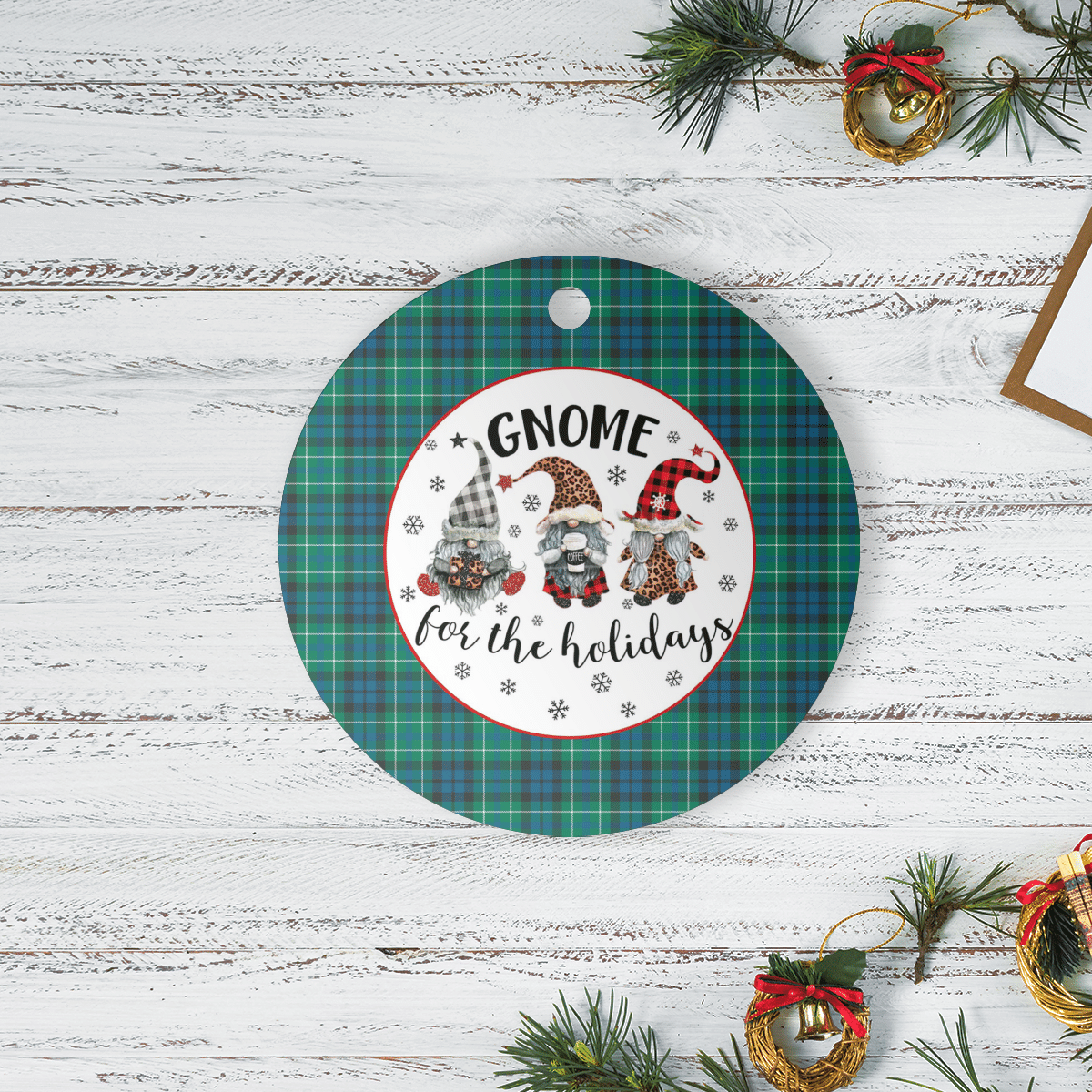 Clan MacNeill of Colonsay Ancient Tartan Tartan Crest Gnome Round Ceramic Ornament XA38 MacNeill of Colonsay Ancient Tartan Tartan Christmas   
