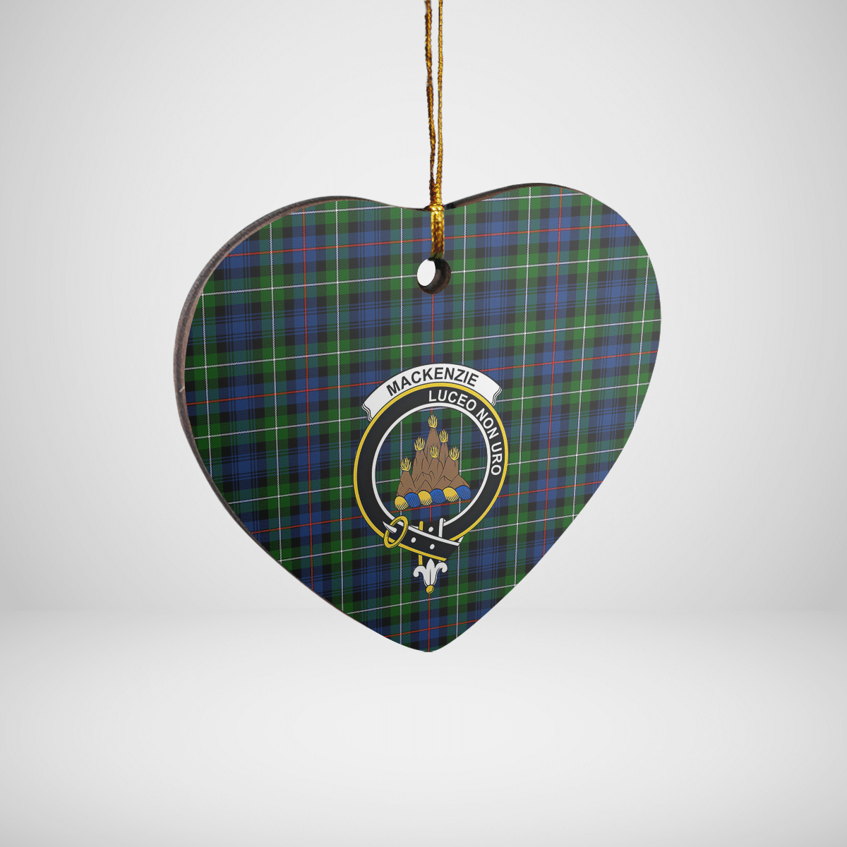 Clan MacKenzie Modern Tartan Crest Heart Ceramic Ornament PY22 MacKenzie Modern Tartan Tartan Christmas   