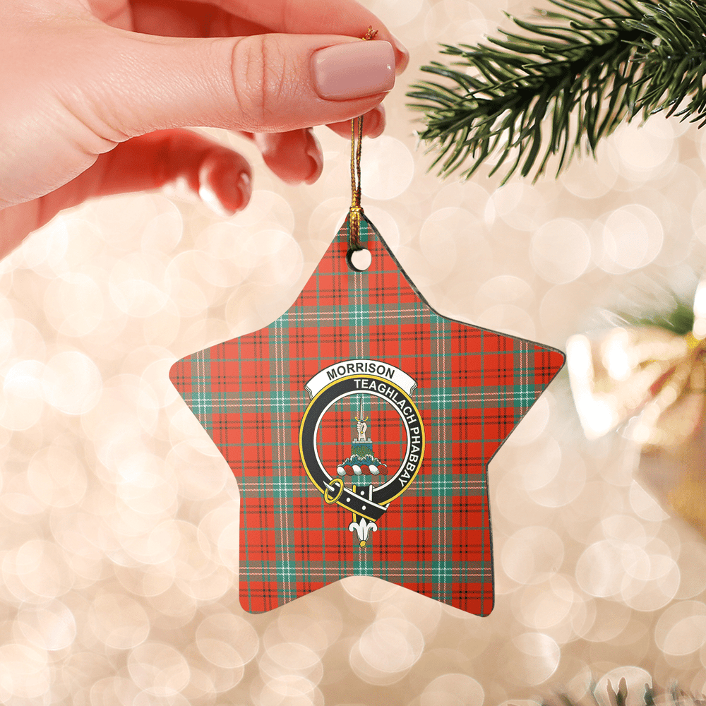 Clan Morrison Red Ancient Tartan Crest Star Ceramic Ornament EG66 Morrison Red Ancient Tartan Tartan Christmas   