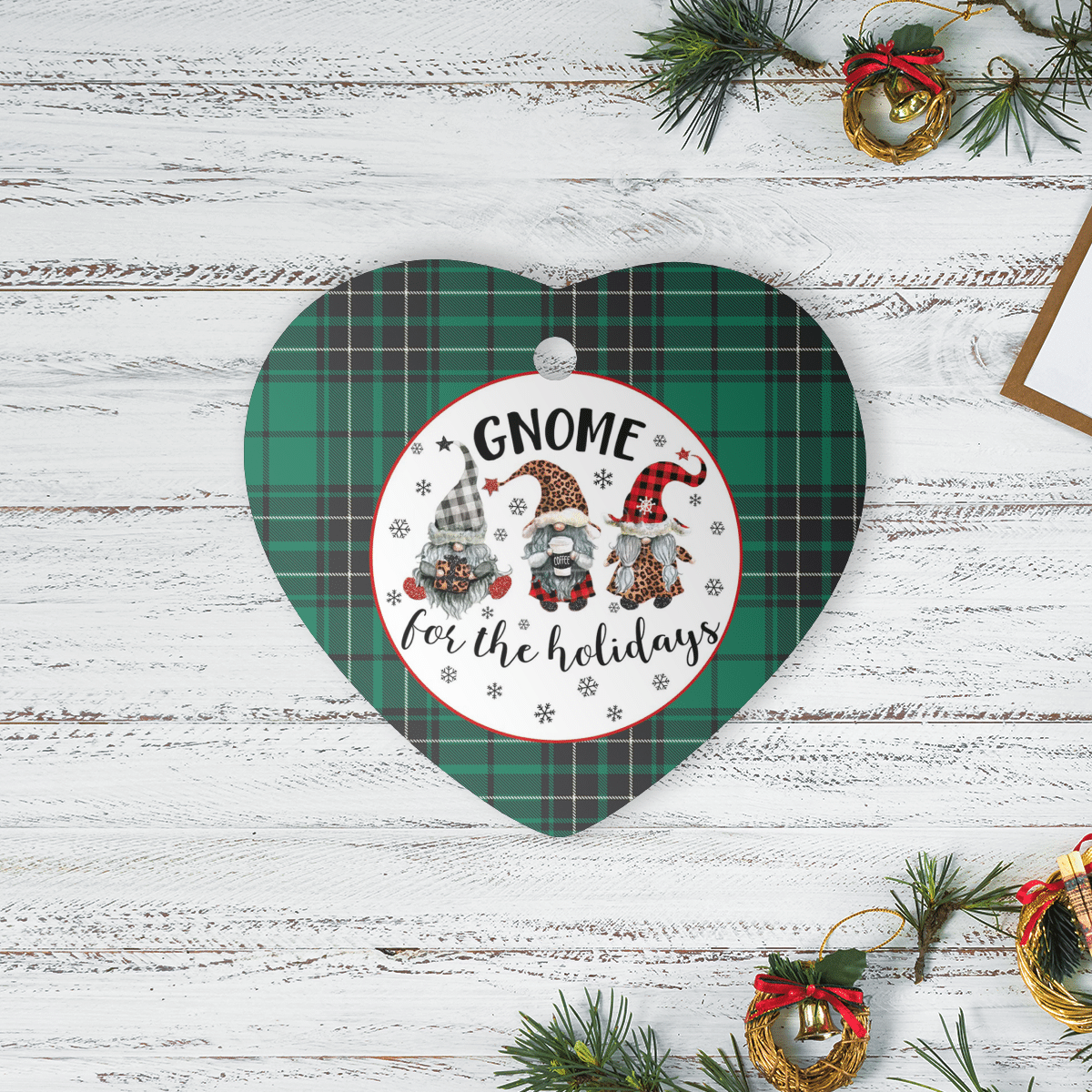 Clan MacLean Hunting Ancient Tartan Tartan Crest Gnome Heart Ceramic Ornament CH19 MacLean Hunting Ancient Tartan Tartan Christmas   
