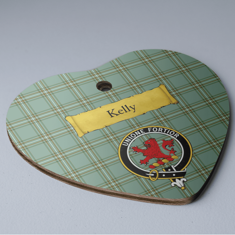 Clan Kelly Dress Tartan Crest Heart Ceramic Ornament IX37 Kelly Dress Tartan Tartan Christmas   