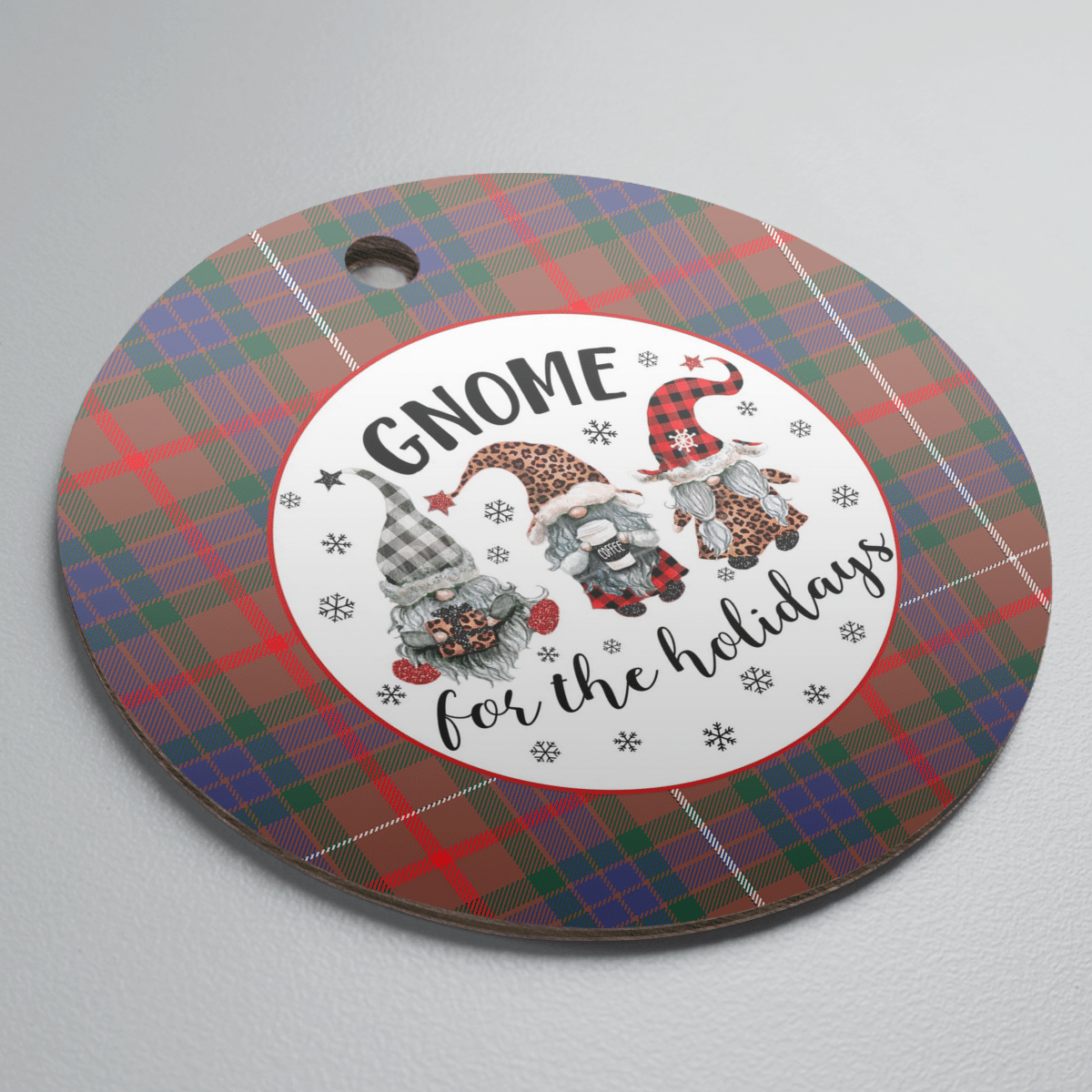Clan Fraser Hunting Modern Tartan Tartan Crest Gnome Round Ceramic Ornament PB95 Fraser Hunting Modern Tartan Tartan Christmas   