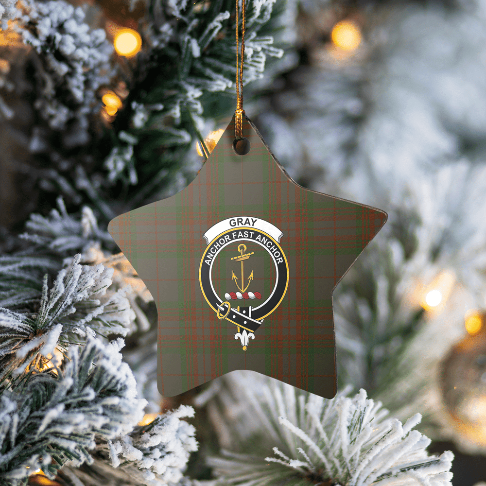 Clan Gray Tartan Crest Star Ceramic Ornament NH39 Gray Tartan Tartan Christmas   