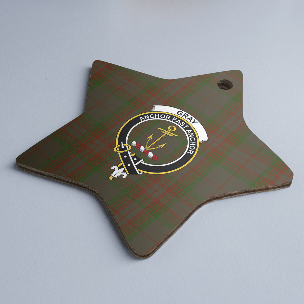 Clan Gray Tartan Crest Star Ceramic Ornament NH39 Gray Tartan Tartan Christmas   