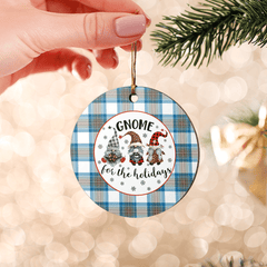 Clan Stewart Muted Blue Tartan Tartan Crest Gnome Round Ceramic Ornament WX46 Stewart Muted Blue Tartan Tartan Christmas   