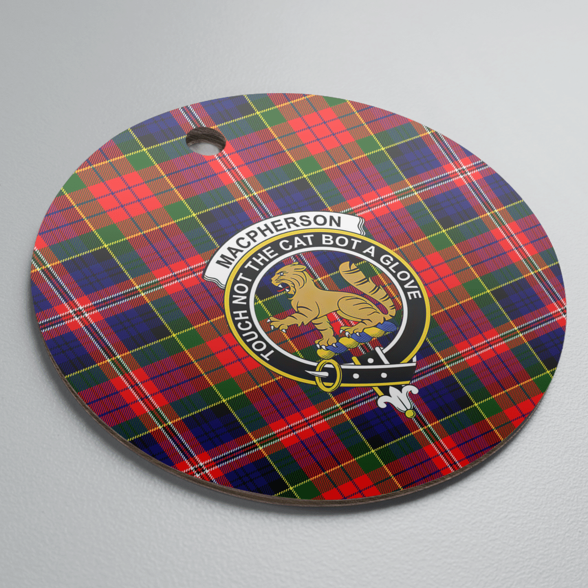 Clan MacPherson Modern Tartan Crest Round Ceramic Ornament JL69 MacPherson Modern Tartan Tartan Christmas   