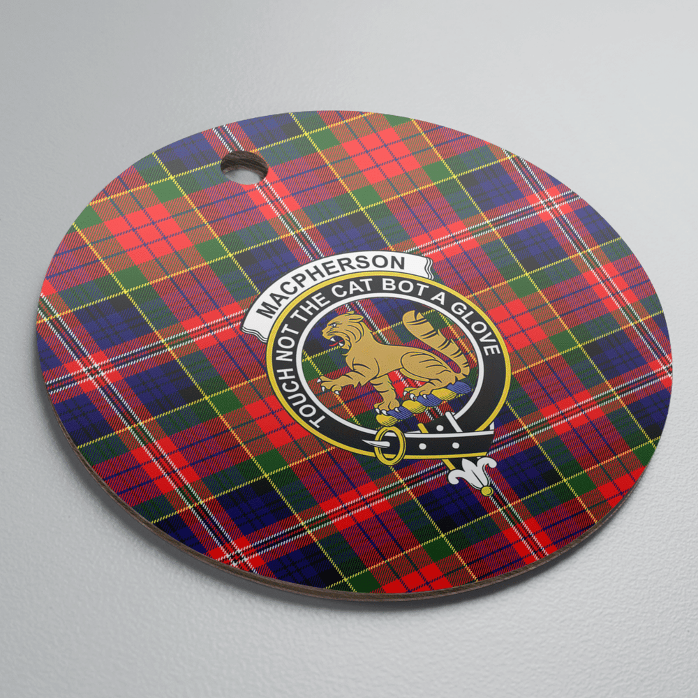 Clan MacPherson Modern Tartan Crest Round Ceramic Ornament JL69 MacPherson Modern Tartan Tartan Christmas   