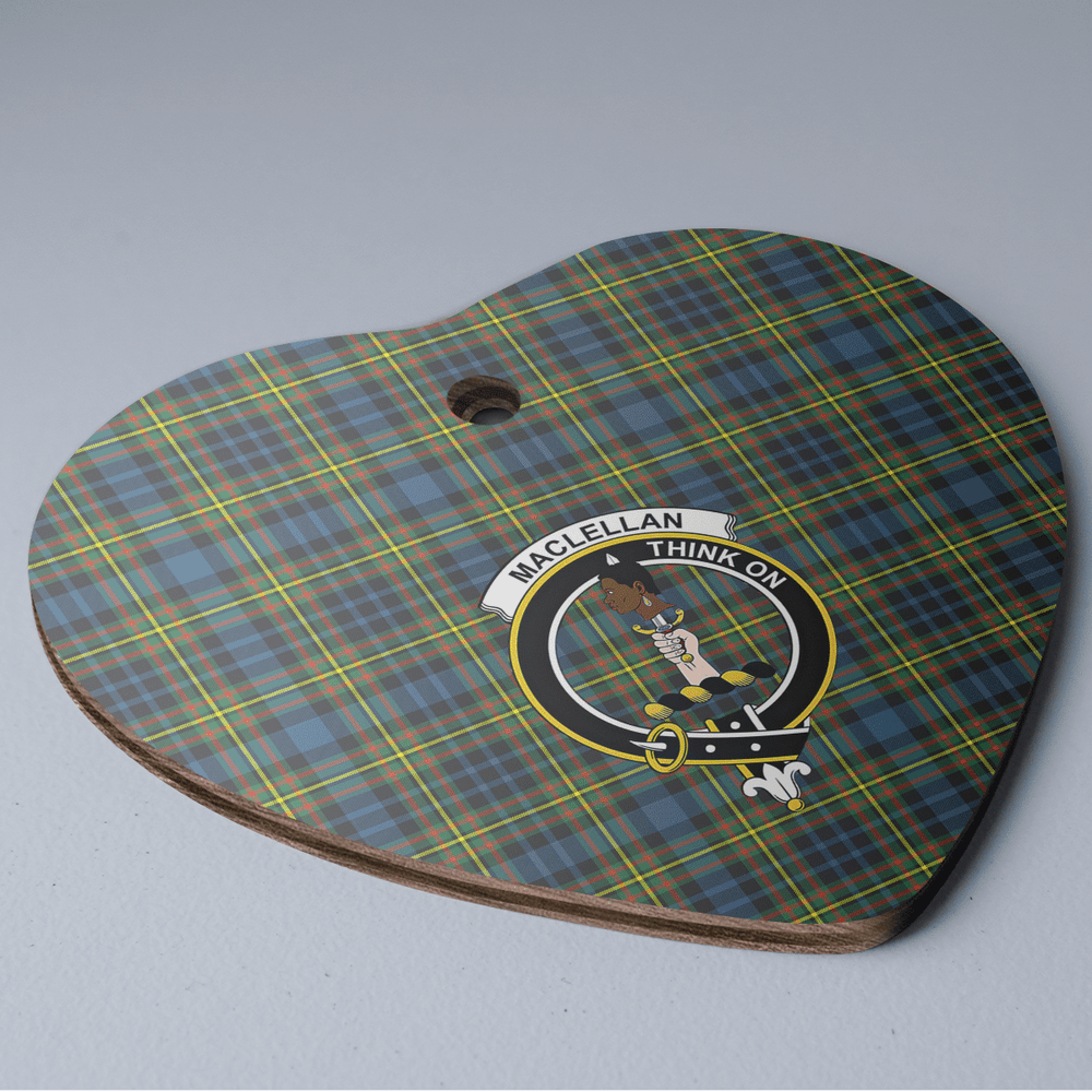 Clan MacLellan Ancient Tartan Crest Heart Ceramic Ornament ZZ73 MacLellan Ancient Tartan Tartan Christmas   