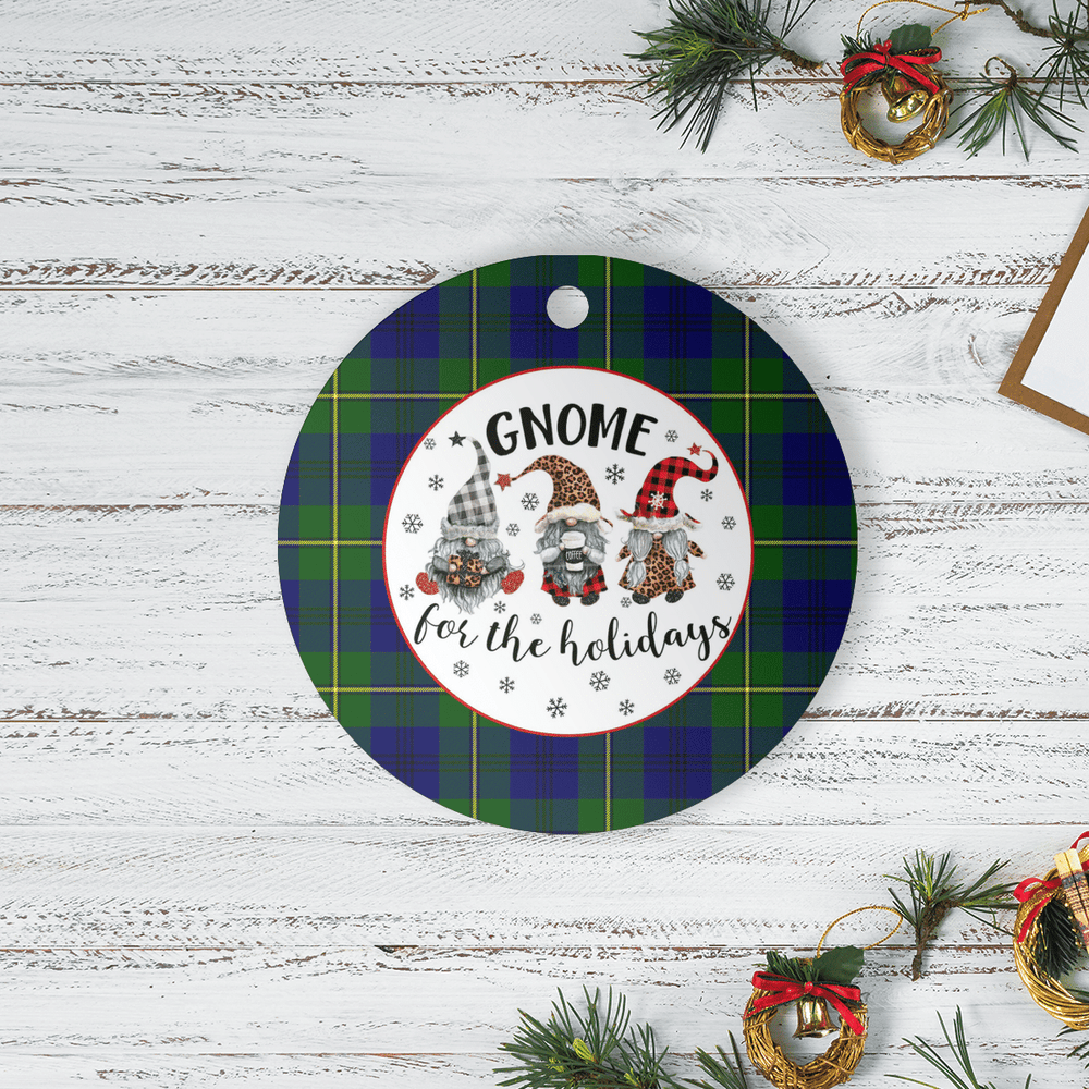 Clan Johnston Modern Tartan Tartan Crest Gnome Round Ceramic Ornament PI63 Johnston Modern Tartan Tartan Christmas   