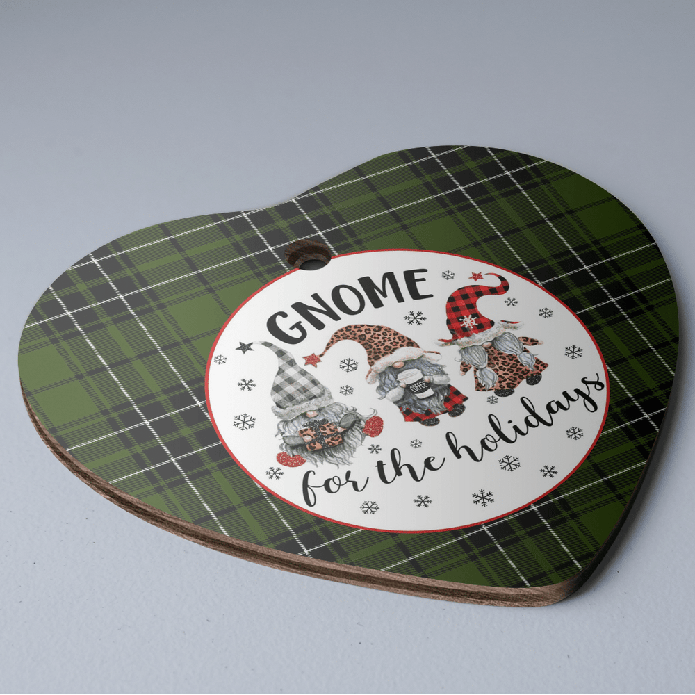 Clan MacLean Hunting Tartan Tartan Crest Gnome Heart Ceramic Ornament YN63 MacLean Hunting Tartan Tartan Christmas   