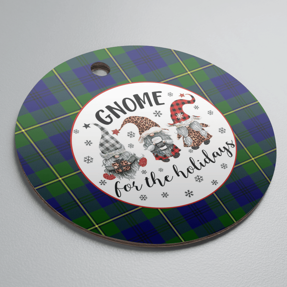 Clan Johnston Modern Tartan Tartan Crest Gnome Round Ceramic Ornament PI63 Johnston Modern Tartan Tartan Christmas   