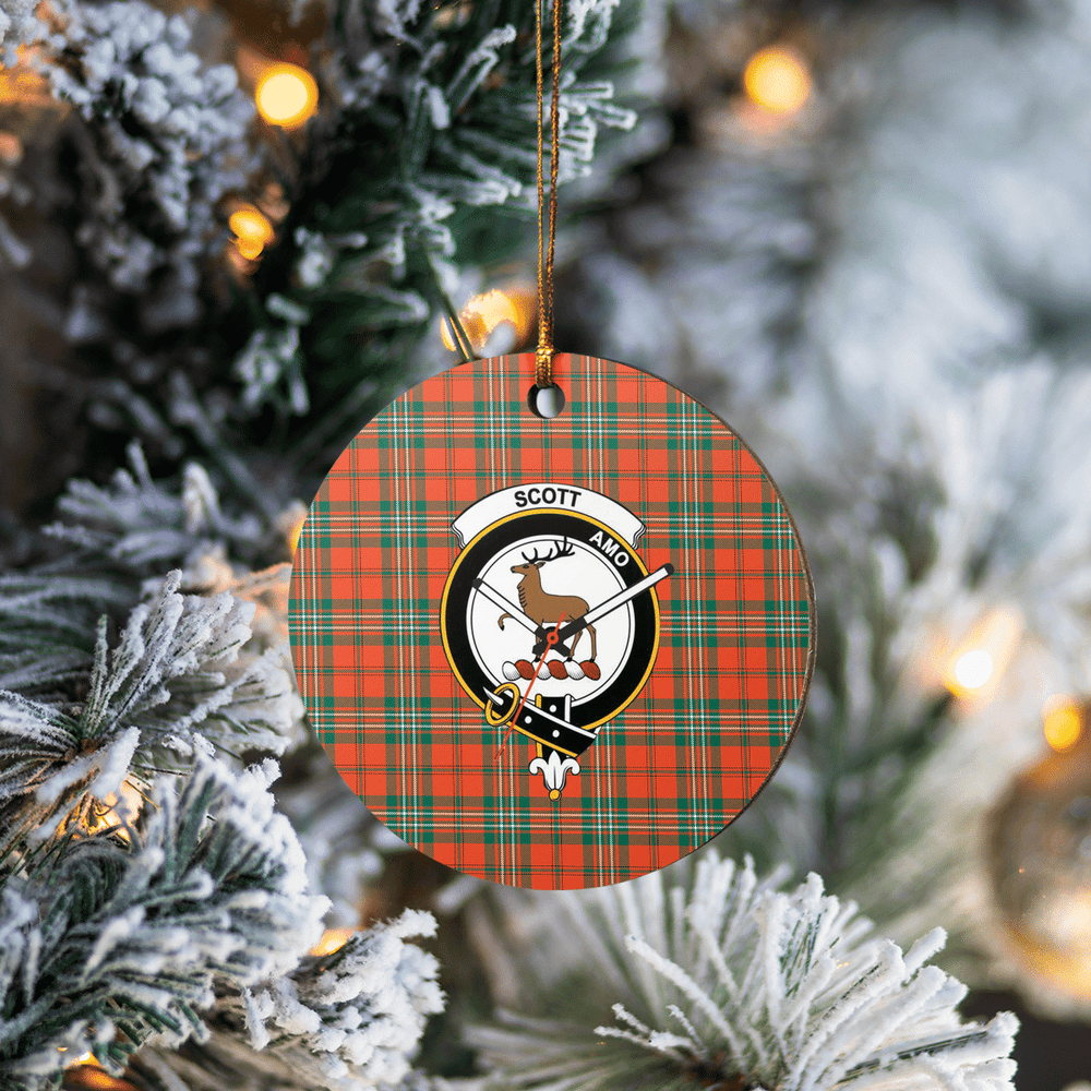 Clan Scott Ancient Tartan Crest Round Ceramic Ornament BA83 Scott Ancient Tartan Tartan Christmas   