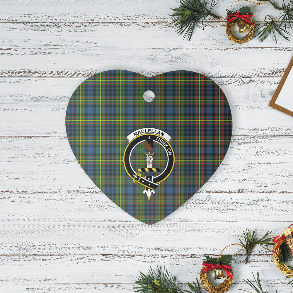 Clan MacLellan Ancient Tartan Crest Heart Ceramic Ornament ZZ73 MacLellan Ancient Tartan Tartan Christmas   
