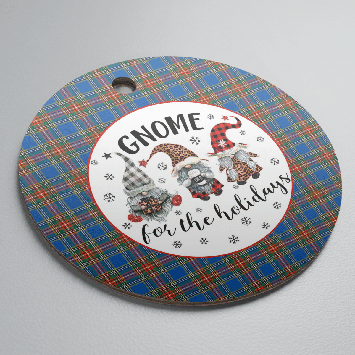 Clan MacBeth Ancient Tartan Tartan Crest Gnome Round Ceramic Ornament DD73 MacBeth Ancient Tartan Tartan Christmas   