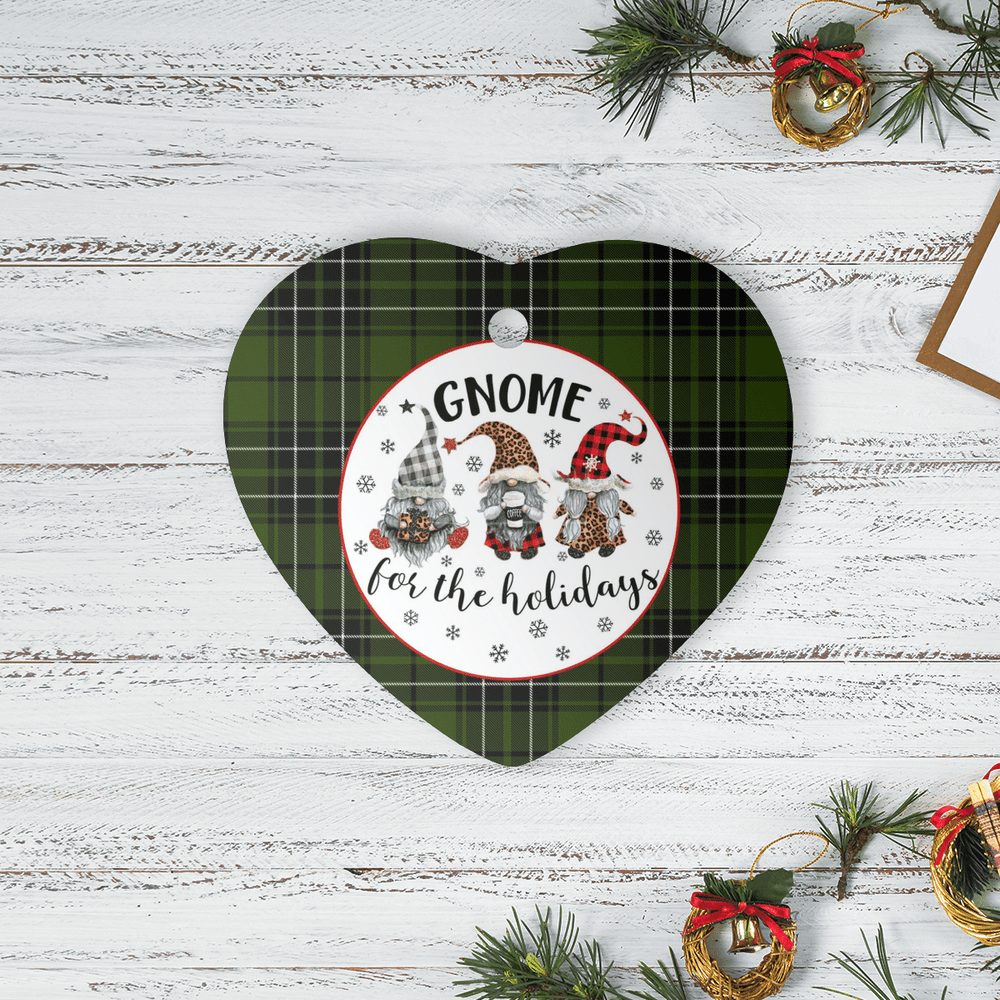 Clan MacLean Hunting Tartan Tartan Crest Gnome Heart Ceramic Ornament YN63 MacLean Hunting Tartan Tartan Christmas   