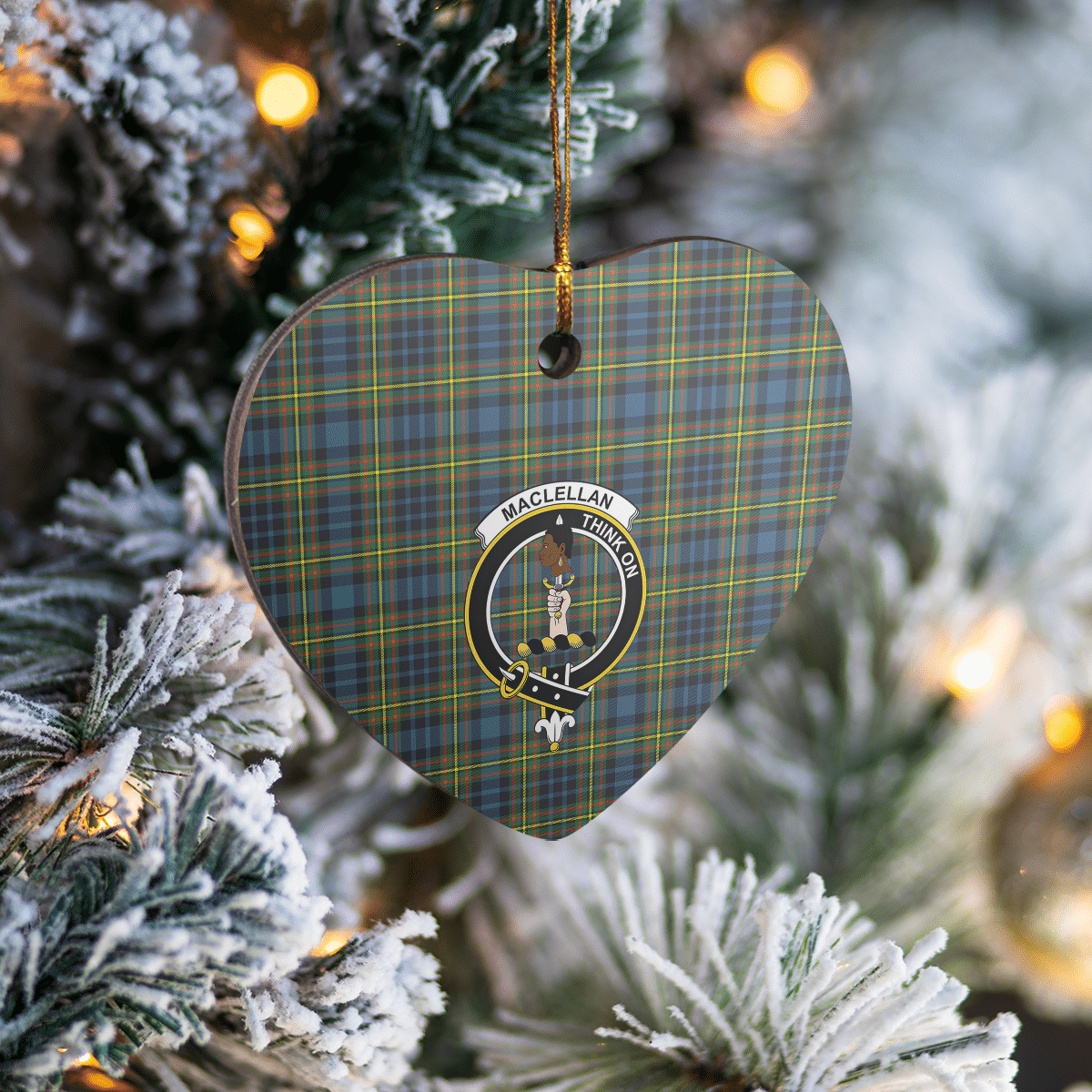 Clan MacLellan Ancient Tartan Crest Heart Ceramic Ornament ZZ73 MacLellan Ancient Tartan Tartan Christmas   
