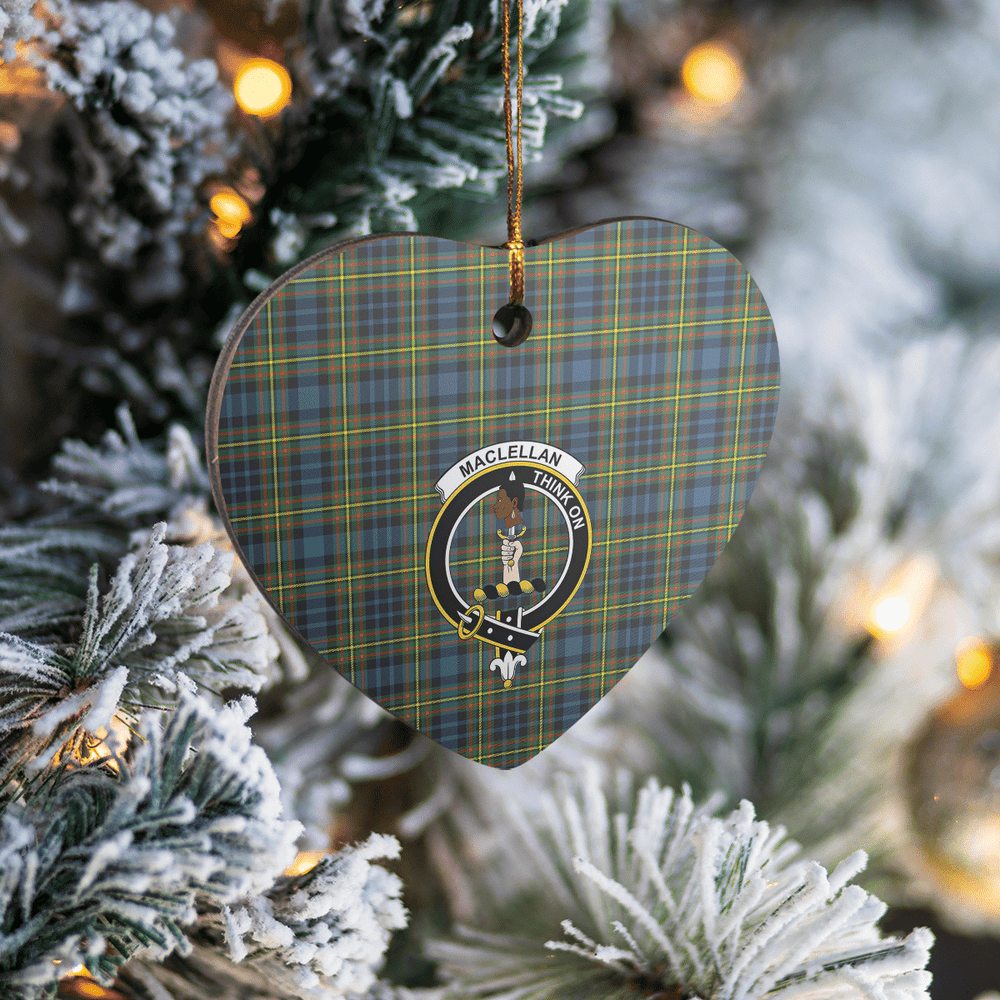 Clan MacLellan Ancient Tartan Crest Heart Ceramic Ornament ZZ73 MacLellan Ancient Tartan Tartan Christmas   