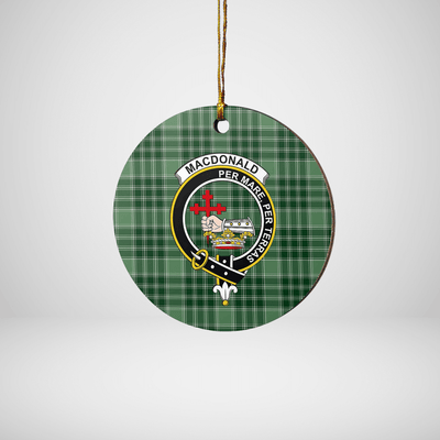 Clan MacDonald Lord of the Isles Hunting Tartan Crest Round Ceramic Ornament