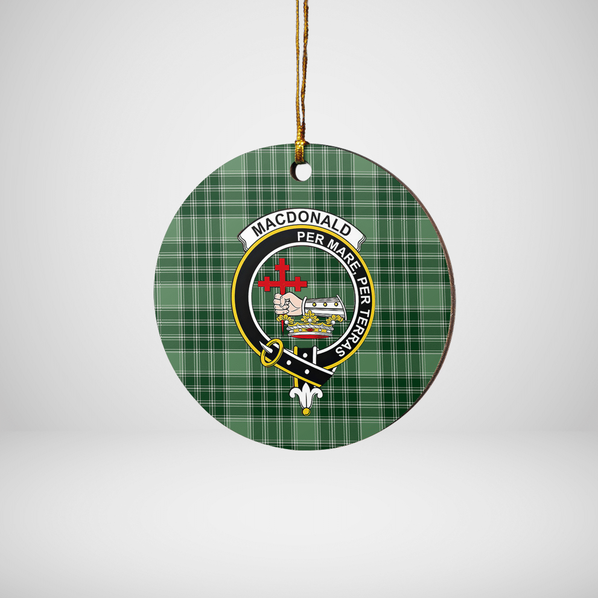 Clan MacDonald Lord of the Isles Hunting Tartan Crest Round Ceramic Ornament YE38 MacDonald Lord of the Isles Hunting Tartan Tartan Christmas   