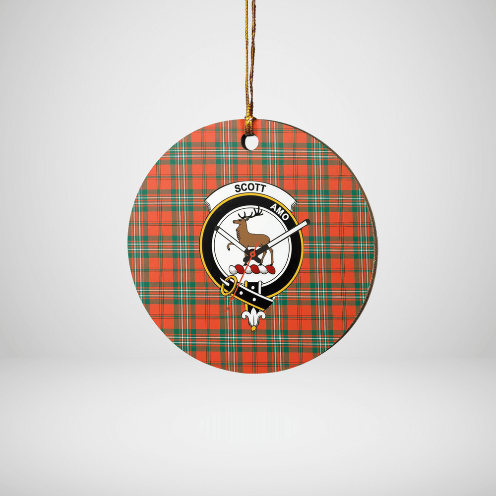 Clan Scott Ancient Tartan Crest Round Ceramic Ornament BA83 Scott Ancient Tartan Tartan Christmas   