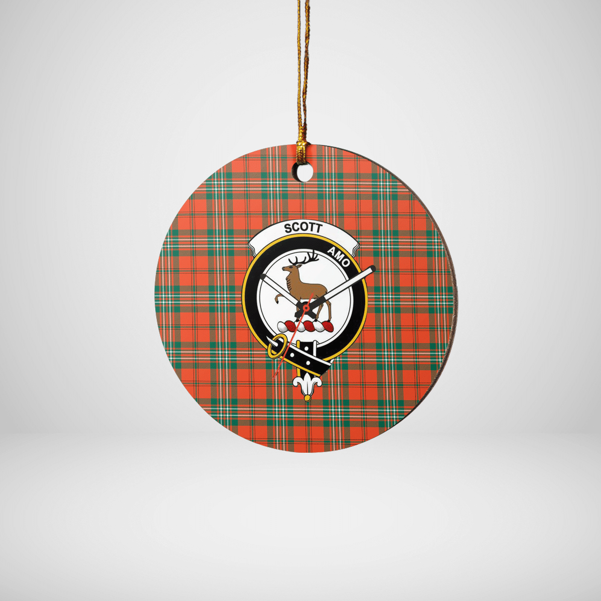 Clan Scott Ancient Tartan Crest Round Ceramic Ornament BA83 Scott Ancient Tartan Tartan Christmas   