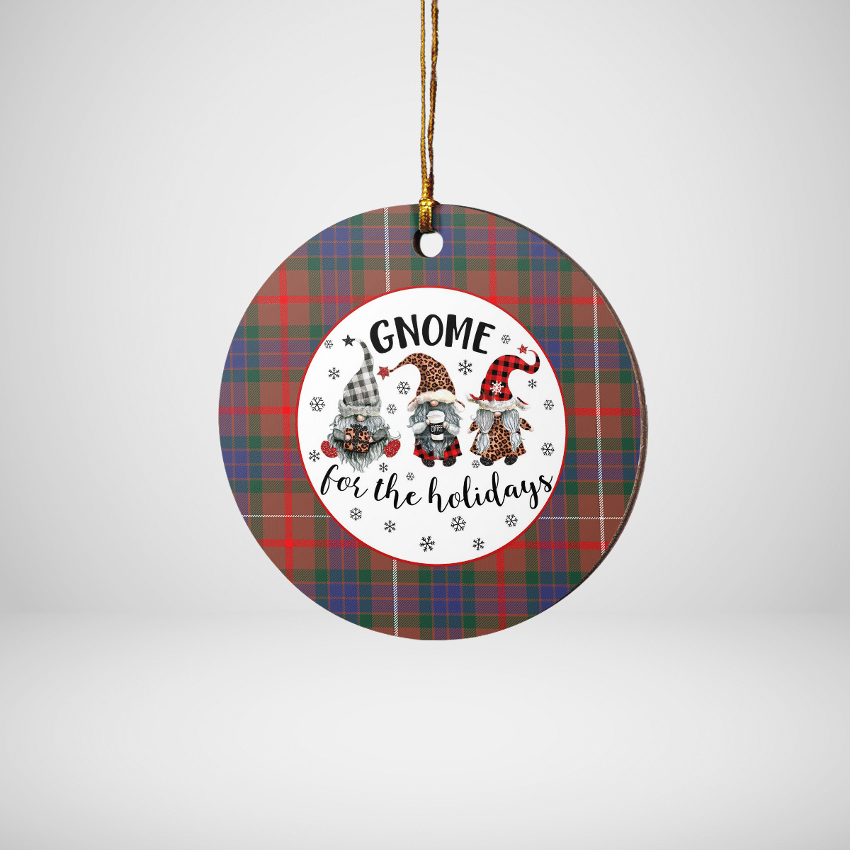 Clan Fraser Hunting Modern Tartan Tartan Crest Gnome Round Ceramic Ornament PB95 Fraser Hunting Modern Tartan Tartan Christmas   