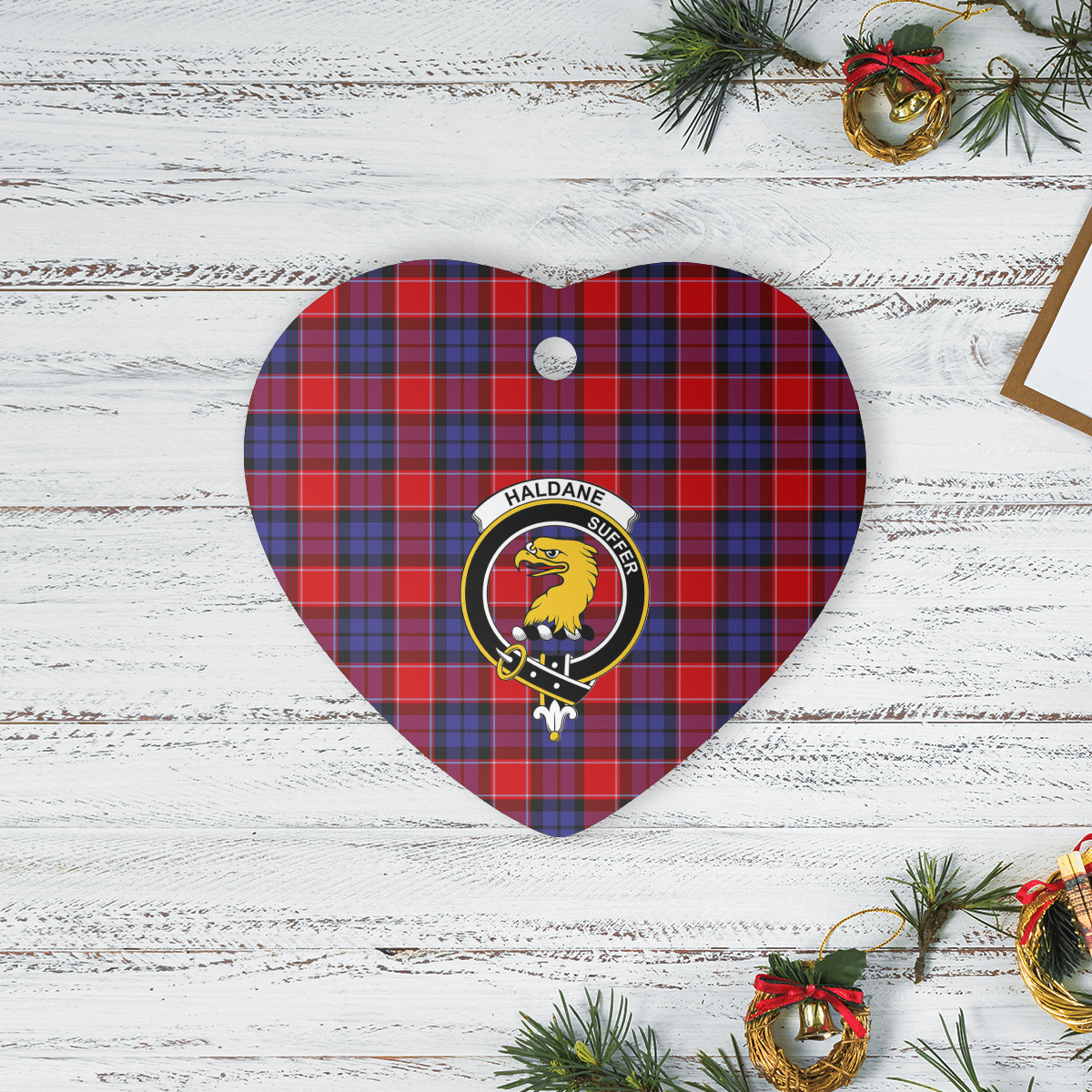 Clan Haldane 1 Tartan Crest Heart Ceramic Ornament OH67 Haldane 1 Tartan Tartan Christmas   