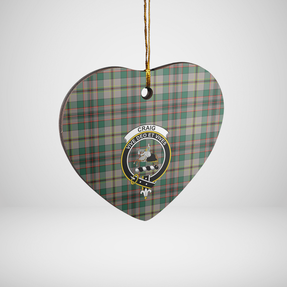 Clan Craig Ancient Tartan Crest Heart Ceramic Ornament RX30 Craig Ancient Tartan Tartan Christmas   