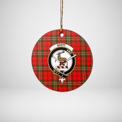 Clan Scott Modern Tartan Crest Round Ceramic Ornament GZ36 Scott Modern Tartan Tartan Christmas   