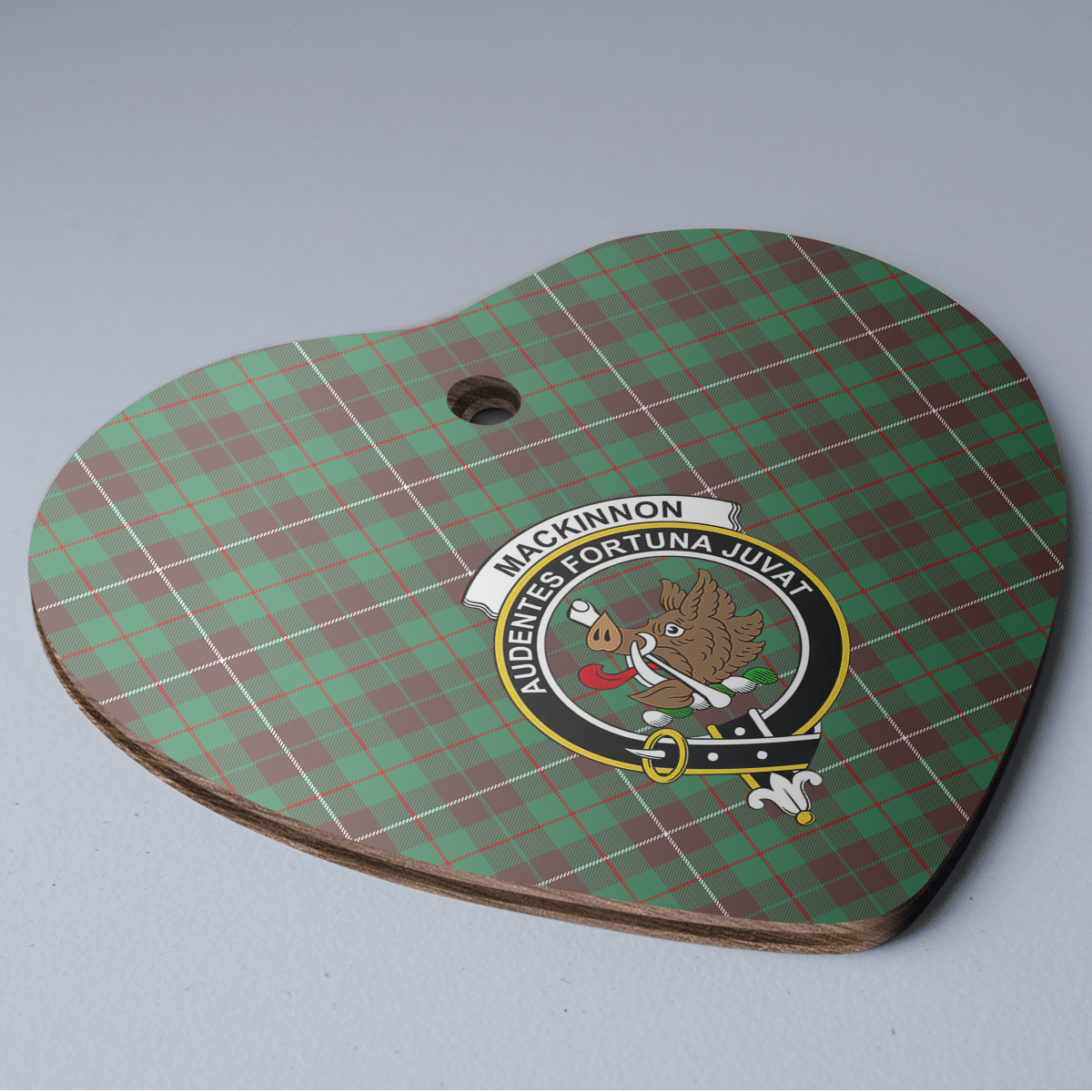 Clan MacKinnon Hunting Ancient Tartan Crest Heart Ceramic Ornament GB22 MacKinnon Hunting Ancient Tartan Tartan Christmas   