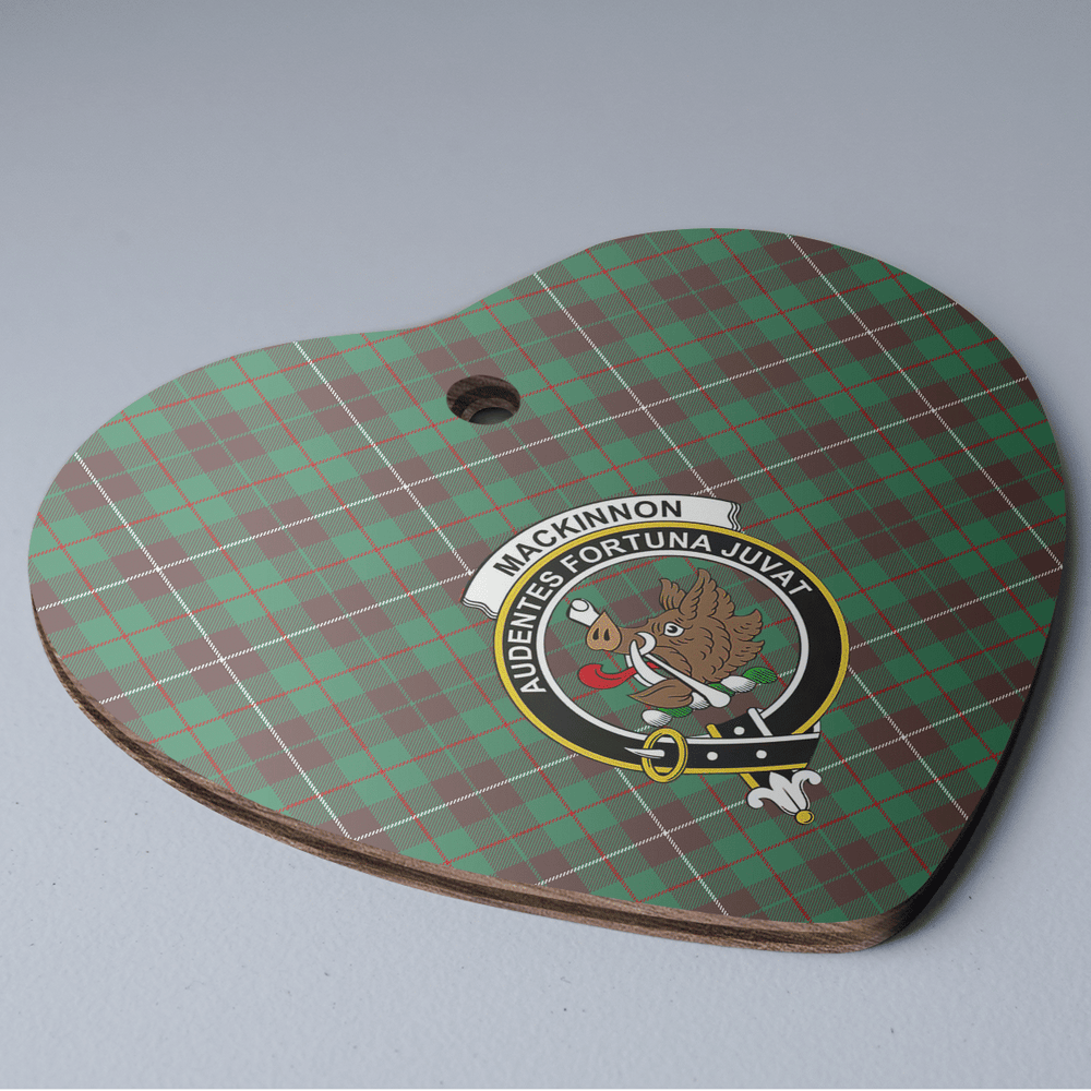 Clan MacKinnon Hunting Ancient Tartan Crest Heart Ceramic Ornament GB22 MacKinnon Hunting Ancient Tartan Tartan Christmas   