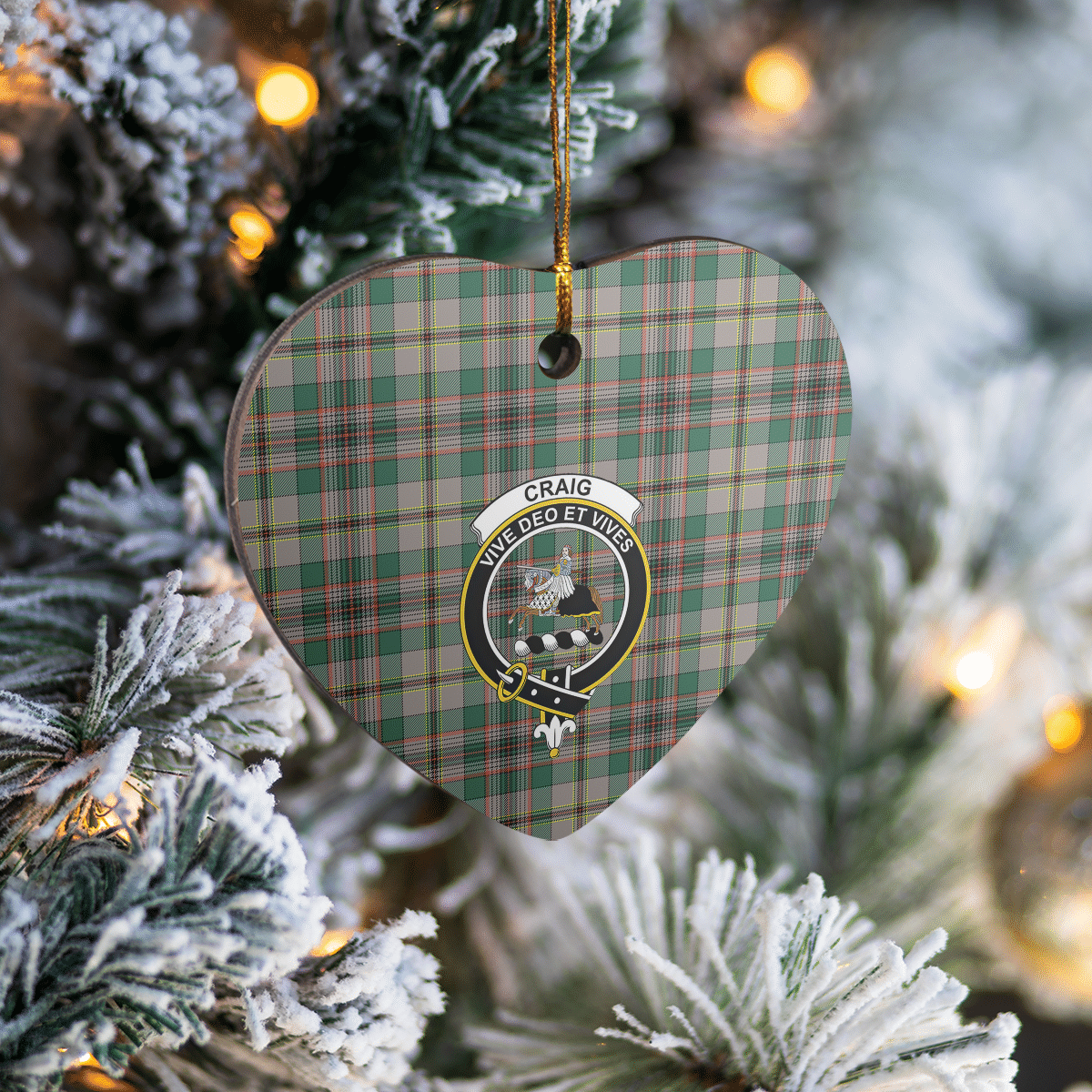 Clan Craig Ancient Tartan Crest Heart Ceramic Ornament RX30 Craig Ancient Tartan Tartan Christmas   