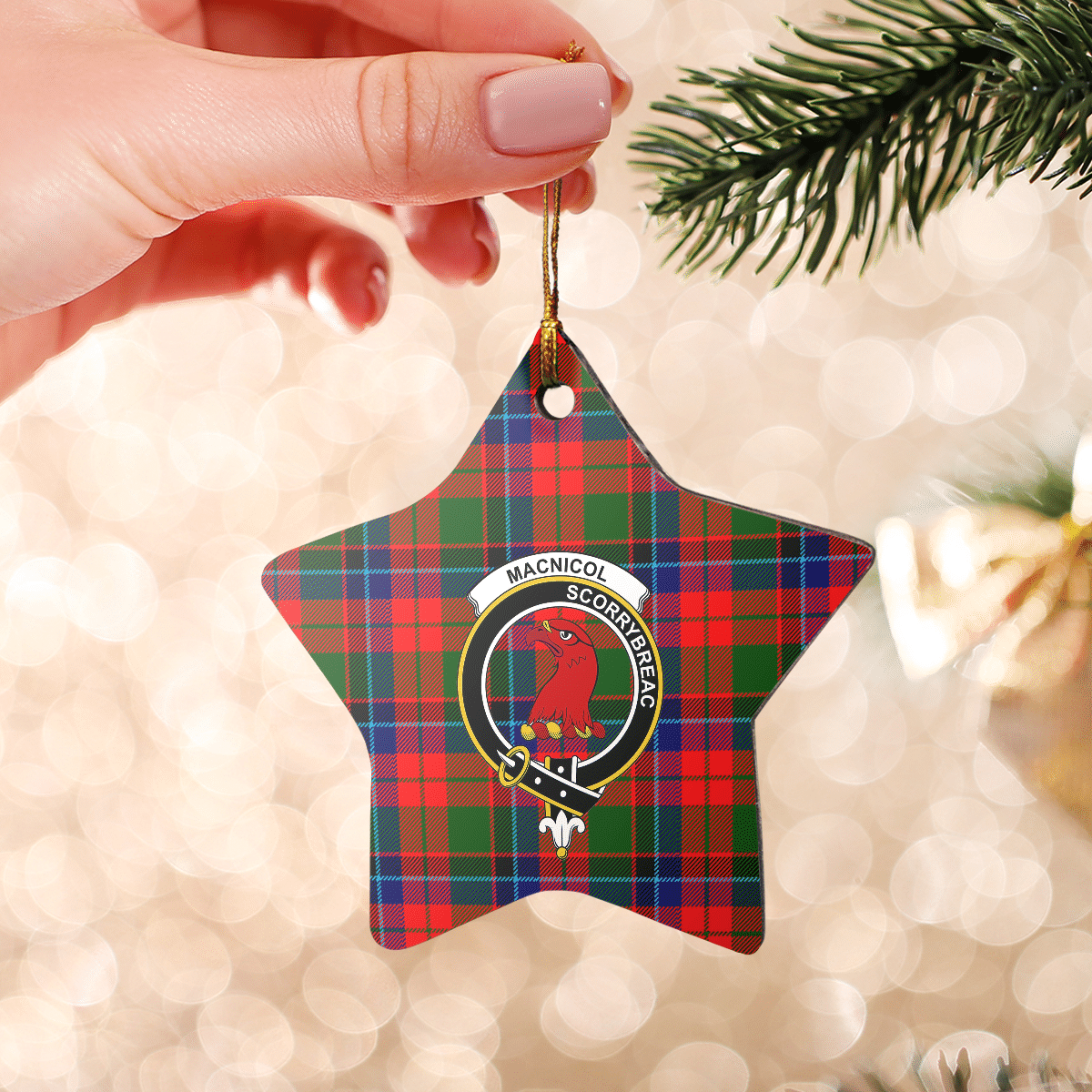 Clan Macnicol Tartan Crest Star Ceramic Ornament CC29 Macnicol Tartan Tartan Christmas   