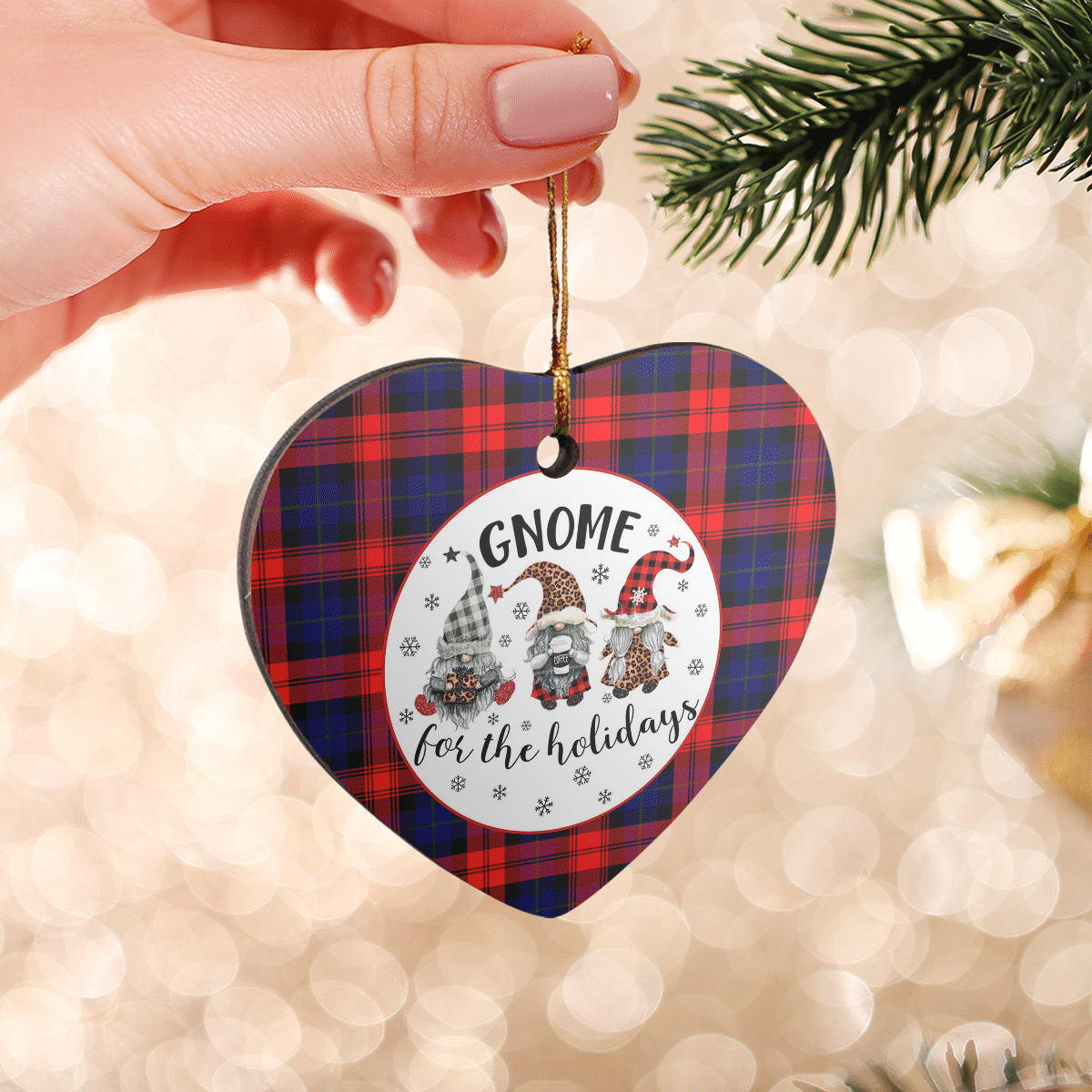 Clan MacLachlan Modern Tartan Tartan Crest Gnome Heart Ceramic Ornament JL63 MacLachlan Modern Tartan Tartan Christmas   
