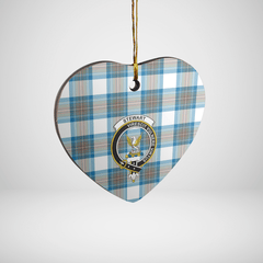 Clan Stewart Muted Blue Tartan Crest Heart Ceramic Ornament OB40 Stewart Muted Blue Tartan Tartan Christmas   