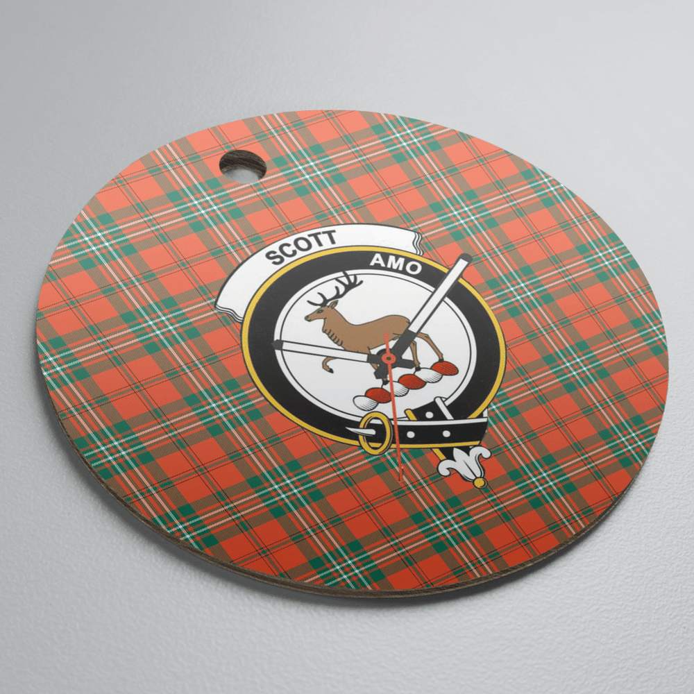 Clan Scott Ancient Tartan Crest Round Ceramic Ornament BA83 Scott Ancient Tartan Tartan Christmas   